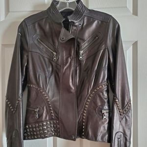 Stella & Jamie black metallic leather jacket